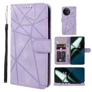 For OnePlus 11 Skin Feel Geometric Lines Leather Phone Case(Purple)