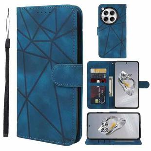 For OnePlus 12 Skin Feel Geometric Lines Leather Phone Case(Blue)