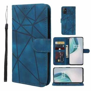 For OnePlus Nord N10 5G Skin Feel Geometric Lines Leather Phone Case(Blue)