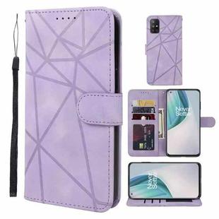 For OnePlus Nord N10 5G Skin Feel Geometric Lines Leather Phone Case(Purple)