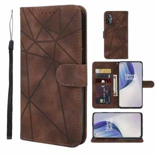 For OnePlus Nord N20 5G Skin Feel Geometric Lines Leather Phone Case(Brown)