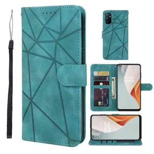 For OnePlus Nord N100 Skin Feel Geometric Lines Leather Phone Case(Green)