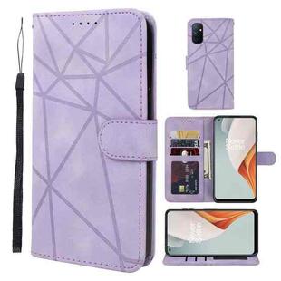 For OnePlus Nord N100 Skin Feel Geometric Lines Leather Phone Case(Purple)