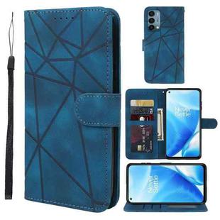 For OnePlus Nord N200 5G Skin Feel Geometric Lines Leather Phone Case(Blue)