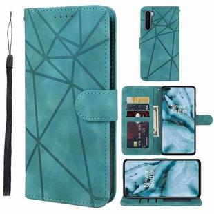 For OnePlus Nord 5G Skin Feel Geometric Lines Leather Phone Case(Green)