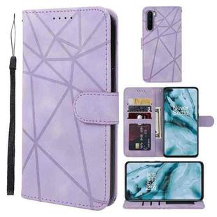 For OnePlus Nord 5G Skin Feel Geometric Lines Leather Phone Case(Purple)