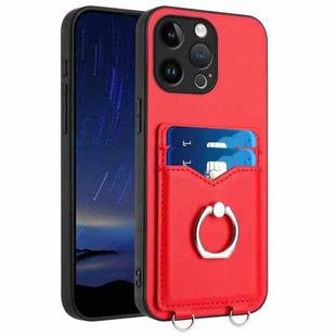 For iPhone 15 Pro Max R20 Ring Card Holder Phone Case(Red)