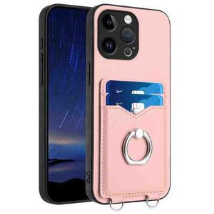 For iPhone 14 Pro Max R20 Ring Card Holder Phone Case(Pink)