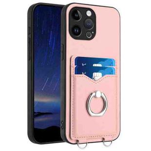 For iPhone 13 Pro Max R20 Ring Card Holder Phone Case(Pink)