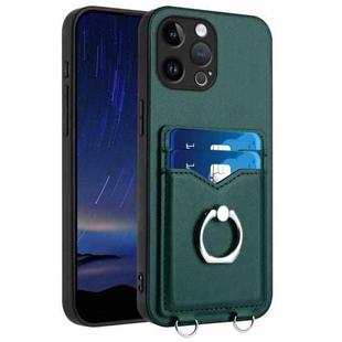 For iPhone 13 Pro Max R20 Ring Card Holder Phone Case(Green)