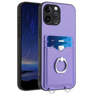 For iPhone 13 Pro Max R20 Ring Card Holder Phone Case(Purple)