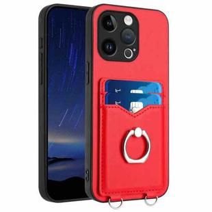 For iPhone 13 Pro R20 Ring Card Holder Phone Case(Red)