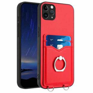 For iPhone 11 Pro Max R20 Ring Card Holder Phone Case(Red)