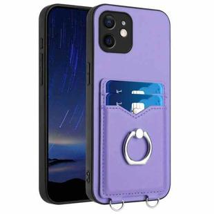 For iPhone 11 R20 Ring Card Holder Phone Case(Purple)