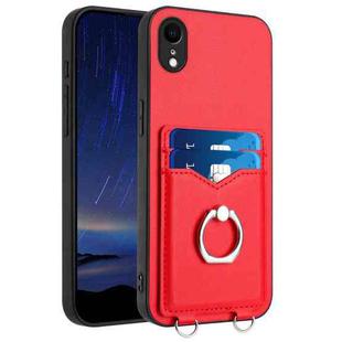 For iPhone XR R20 Ring Card Holder Phone Case(Red)