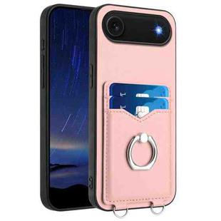 For iPhone Air R20 Ring Card Holder Phone Case(Pink)