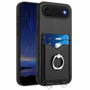 For iPhone Air R20 Ring Card Holder Phone Case(Black)