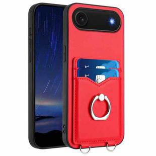 For iPhone Air R20 Ring Card Holder Phone Case(Red)