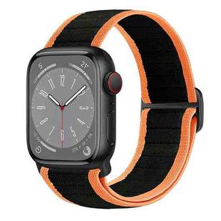 For Apple Watch Series 9 45mm Nylon Elastic Buckle Watch Band(Black Orange)