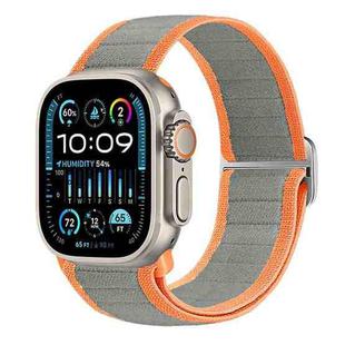For Apple Watch Ultra 49mm Nylon Elastic Buckle Watch Band(Grey Orange)