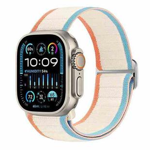 For Apple Watch Ultra 49mm Nylon Elastic Buckle Watch Band(Milky White)