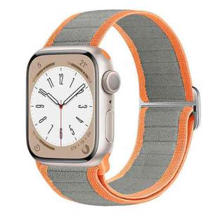 For Apple Watch Series 7 41mm Nylon Elastic Buckle Watch Band(Grey Orange)