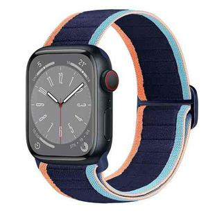 For Apple Watch Series 7 41mm Nylon Elastic Buckle Watch Band(Dark Navy Blue)