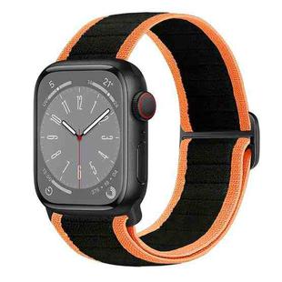 For Apple Watch Series 7 45mm Nylon Elastic Buckle Watch Band(Black Orange)