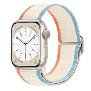 For Apple Watch SE 40mm Nylon Elastic Buckle Watch Band(Milky White)