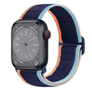 For Apple Watch Series 6 44mm Nylon Elastic Buckle Watch Band(Dark Navy Blue)