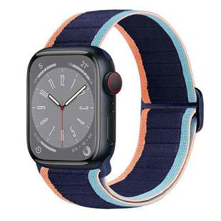 For Apple Watch Series 4 40mm Nylon Elastic Buckle Watch Band(Dark Navy Blue)