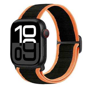 For Apple Watch Series 10 42mm Nylon Elastic Buckle Watch Band(Black Orange)