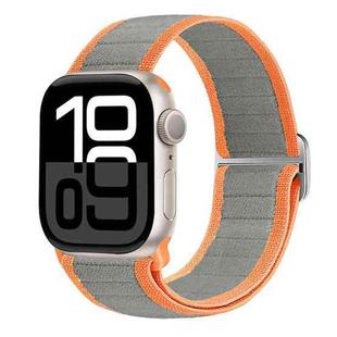 For Apple Watch Series 10 42mm Nylon Elastic Buckle Watch Band(Grey Orange)