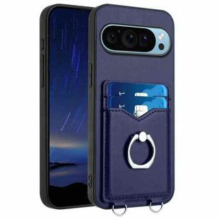 For Google Pixel 9 R20 Ring Card Holder Phone Case(Blue)