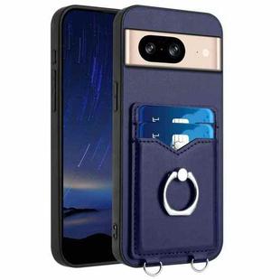 For Google Pixel 8 R20 Ring Card Holder Phone Case(Blue)
