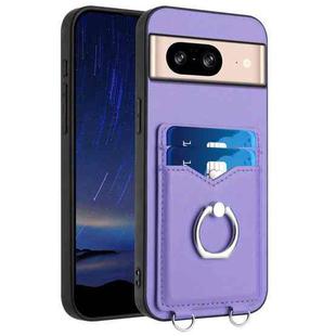 For Google Pixel 8 R20 Ring Card Holder Phone Case(Purple)