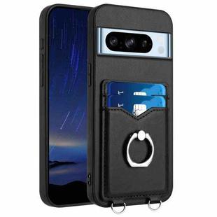 For Google Pixel 8 Pro R20 Ring Card Holder Phone Case(Black)