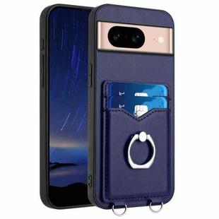 For Google Pixel 8a R20 Ring Card Holder Phone Case(Blue)