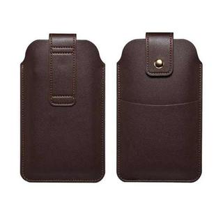 For 5.4-6.1inch Universal Ultra-Thin Wear-resistant Waist Bag Leather Phone Case(Brown)