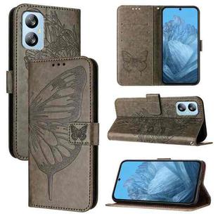 For Blackview A52 Embossed Butterfly Leather Phone Case(Grey)