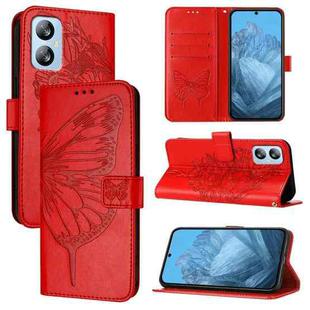 For Blackview A52 Embossed Butterfly Leather Phone Case(Red)