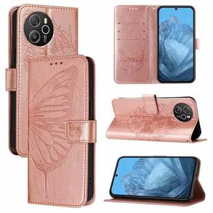 For Blackview Shark 8 Embossed Butterfly Leather Phone Case(Rose Gold)