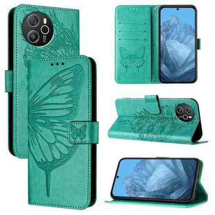 For Blackview Shark 8 Embossed Butterfly Leather Phone Case(Green)