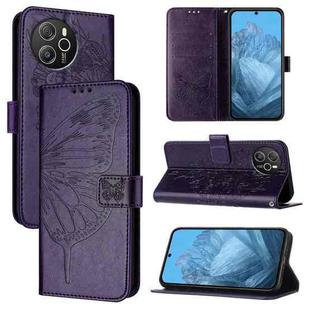 For Blackview Shark 8 Embossed Butterfly Leather Phone Case(Dark Purple)