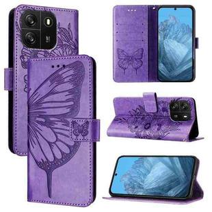For Blackview Wave 6C Embossed Butterfly Leather Phone Case(Purple)