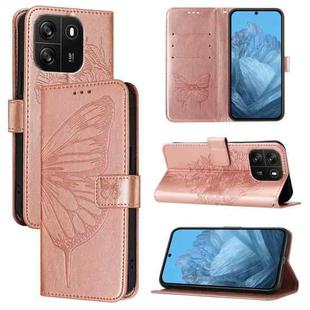 For Blackview Wave 6C Embossed Butterfly Leather Phone Case(Rose Gold)