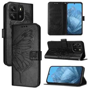 For Blackview Wave 6C Embossed Butterfly Leather Phone Case(Black)