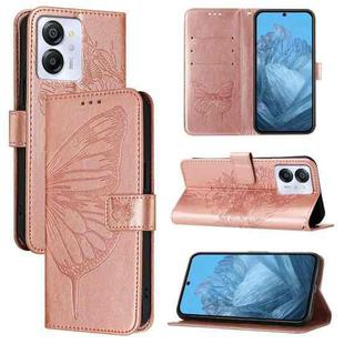 For Blackview Color 8 Embossed Butterfly Leather Phone Case(Rose Gold)