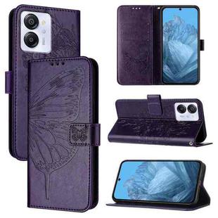 For Blackview Color 8 Embossed Butterfly Leather Phone Case(Dark Purple)