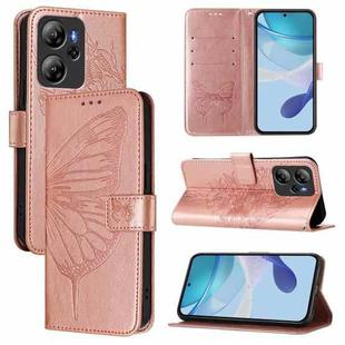 For Blackview Oscal Tiger 13 Embossed Butterfly Leather Phone Case(Rose Gold)
